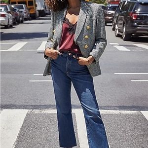 Express Houndstooth Boucle Button Double Breasted Blazer Jacket